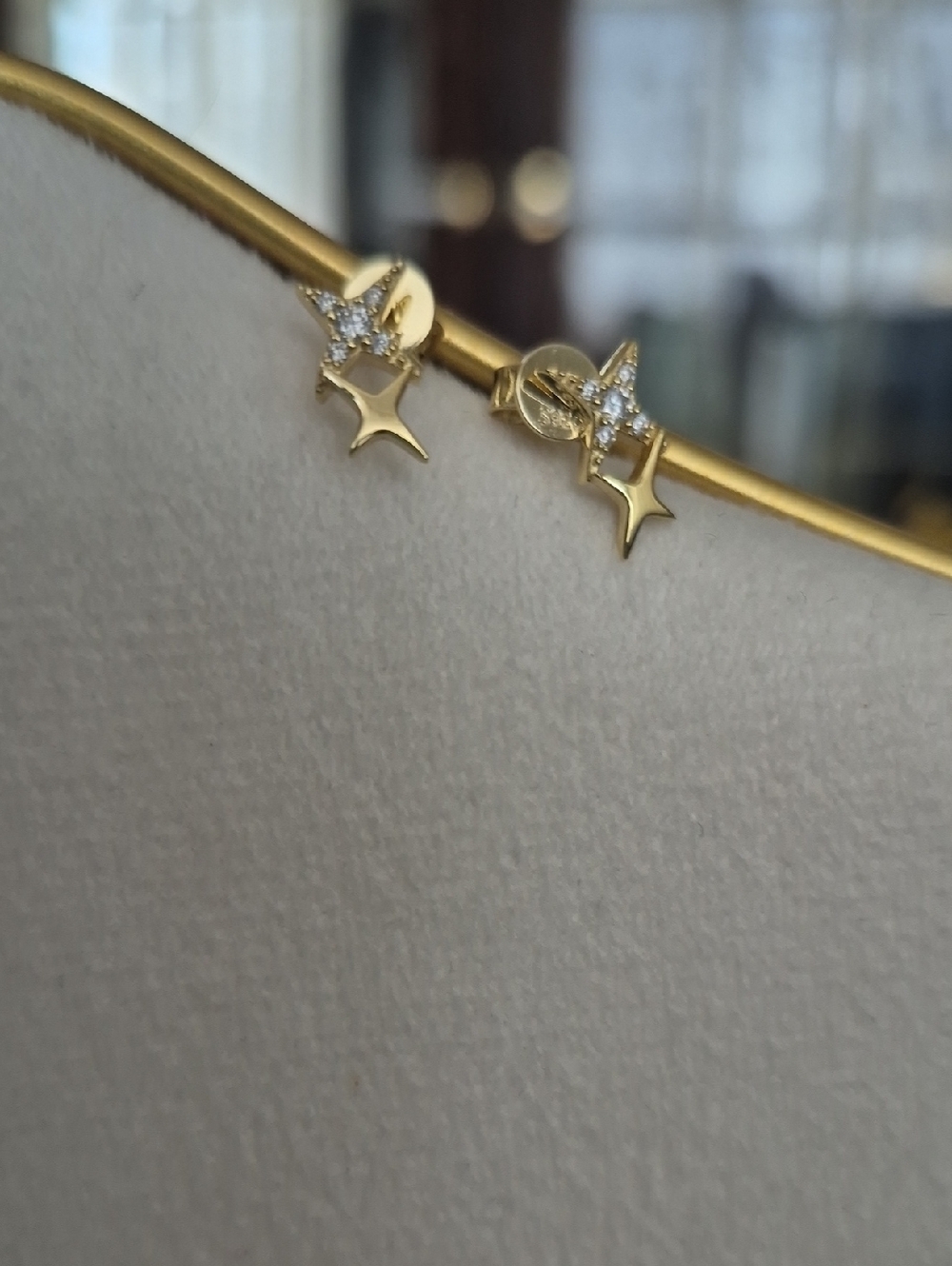 Gold Vermeil 0.03ct 2.0mm D Star Sparkle Stud Earrings - Women's Jewelry